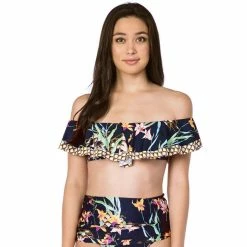 Promo 🌟 Trina Turk 👩 Women's Fiji Floral Off-The-Shoulder Bandeau 👙 Bikini Top MULTI-COLORED 👏