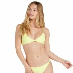 New ๐ Volcom ๐ฉ Women's Simply Seamless V-Neck ๐ Bikini Top LIME GREEN ๐
