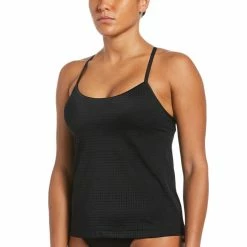Promo 😀 Nike 👩 Women's Essential Layered Tankini Top BLACK 🔔