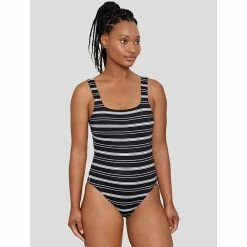 Top 10 🥰 Polo Ralph Lauren 👩 Women's Urban Martinique Striped One-Piece 🩱 Swimsuit BLACK 🤩