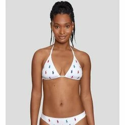 New ๐ Polo Ralph Lauren ๐ฉ Women's Logo Icons String Halter ๐ Bikini Top WHITE ๐งจ