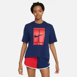 Discount ✨ Nike 👩 Women's Court Tennis T-Shirt INDIGO 😉
